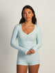 HARLOW HOLLY HENLEY DITSY LONG SLEEVE - LIGHT BLUE
