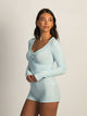 HARLOW HOLLY HENLEY DITSY LONG SLEEVE - LIGHT BLUE